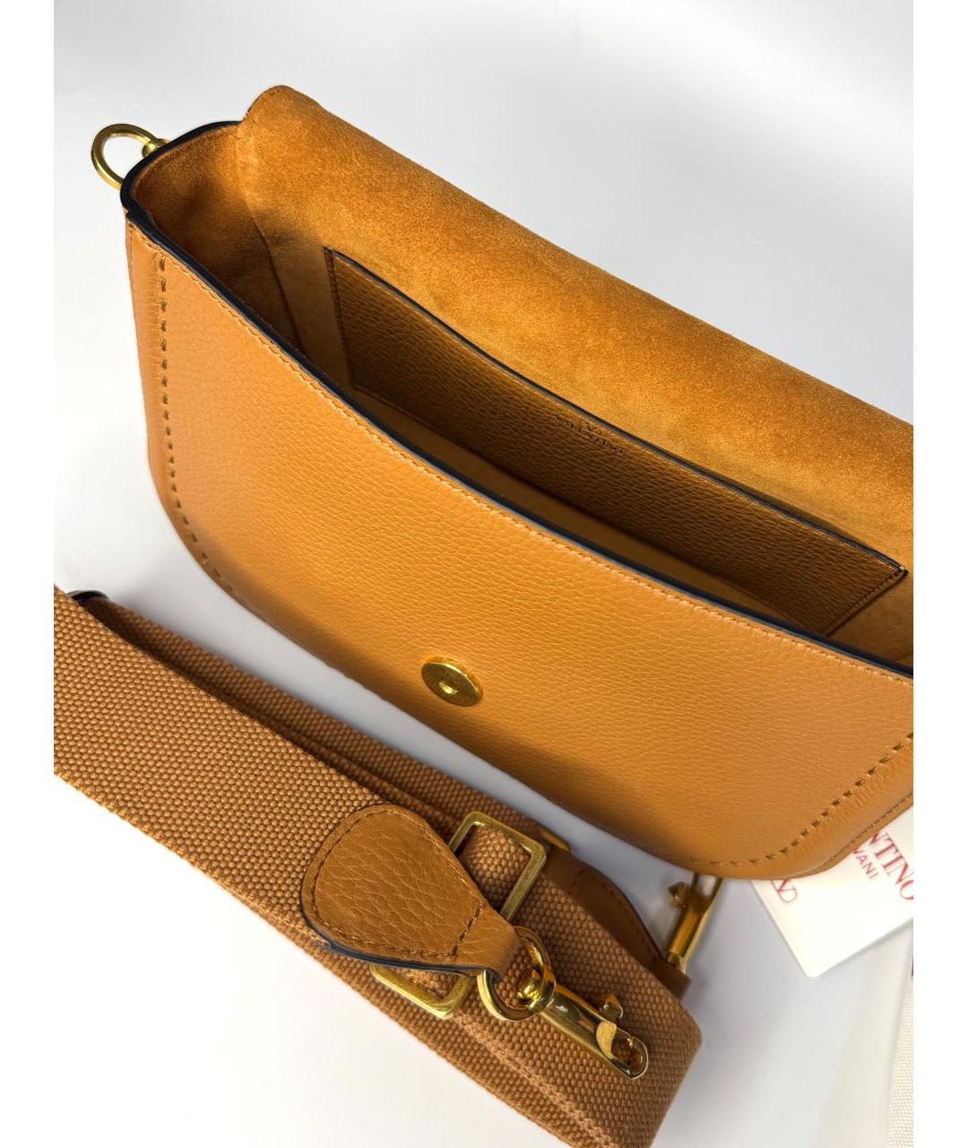 VALENTINO Оранжевая кожаная сумка через плечо, фото 4