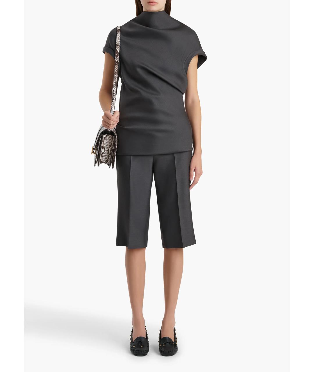 KHAITE Антрацитовые шерстяные шорты, фото 2