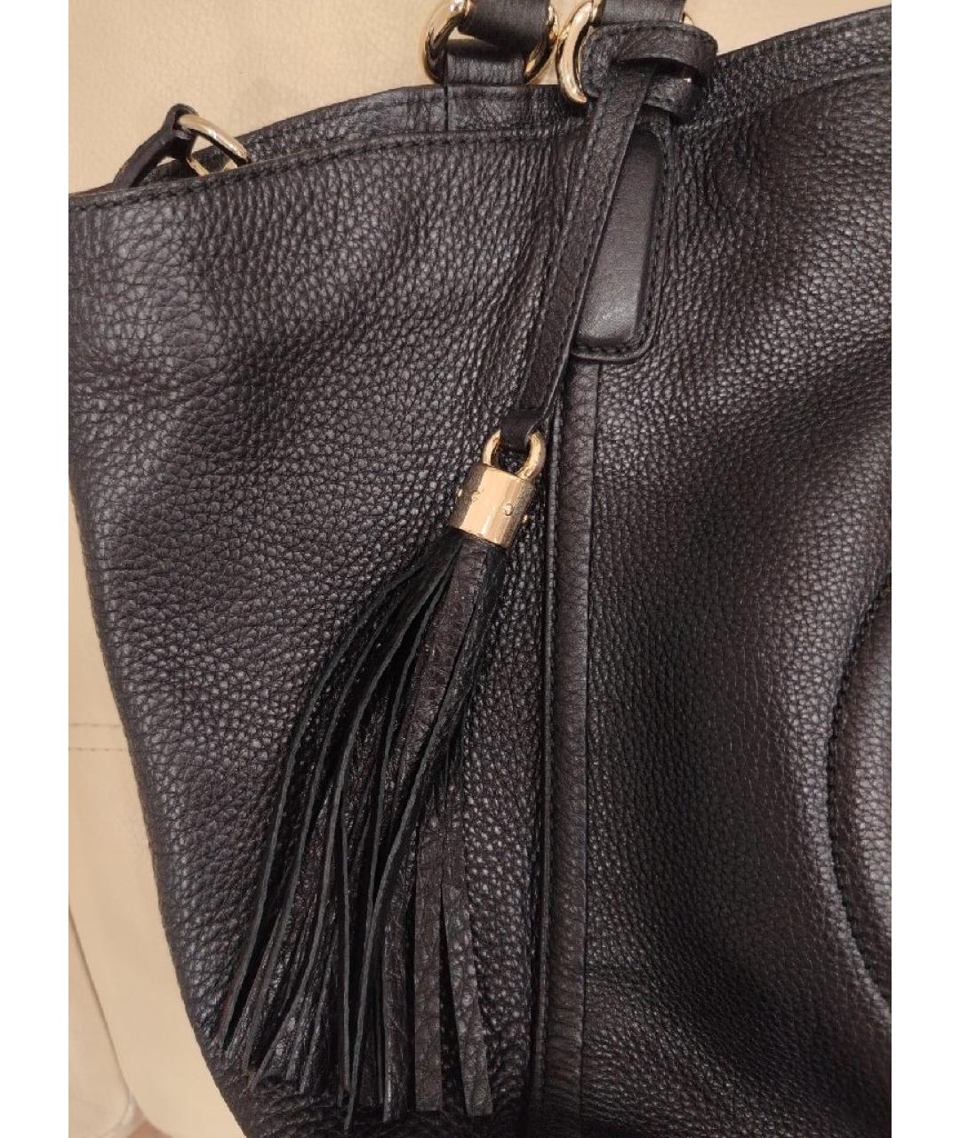 GUCCI Черная кожаная сумка тоут, фото 8