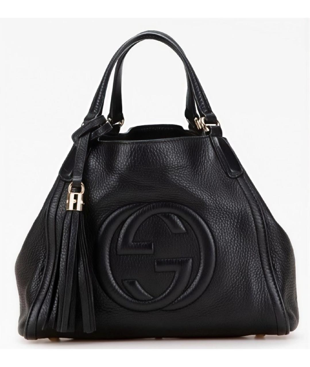 GUCCI Черная кожаная сумка тоут, фото 9