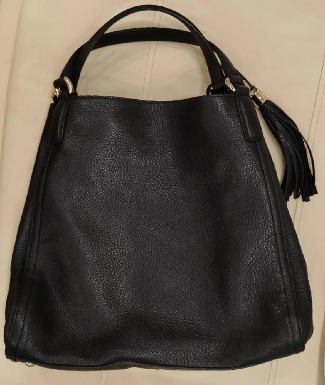 GUCCI Черная кожаная сумка тоут, фото 3