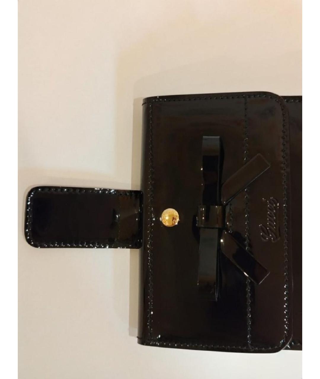 GUCCI Черный кошелек из лакированной кожи, фото 6