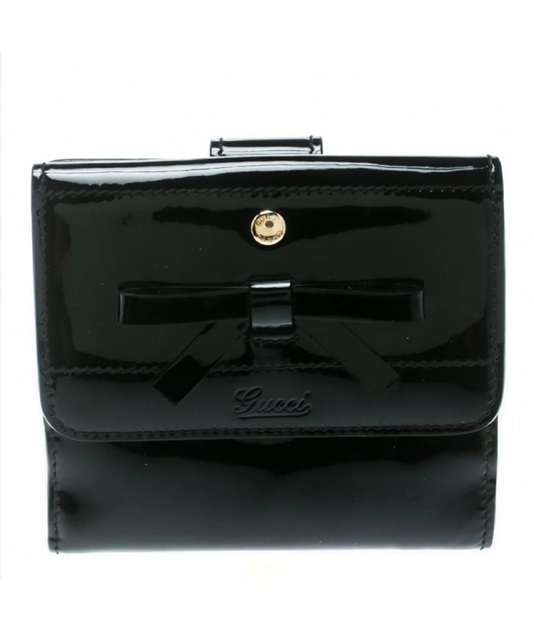 GUCCI Черный кошелек из лакированной кожи, фото 1