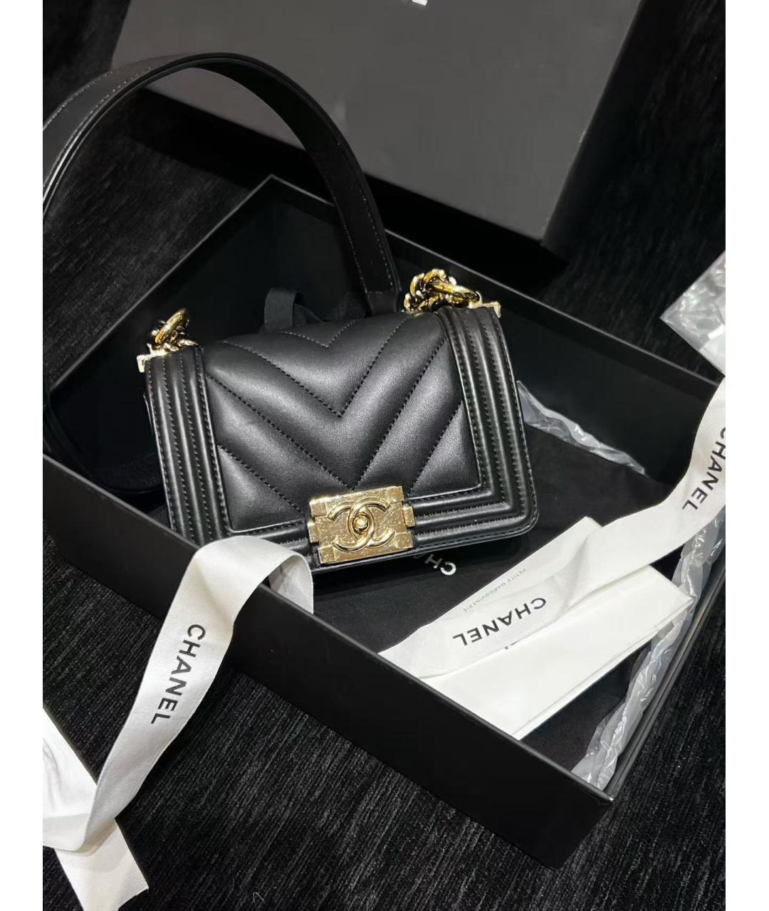 CHANEL Черная кожаная сумка через плечо, фото 5
