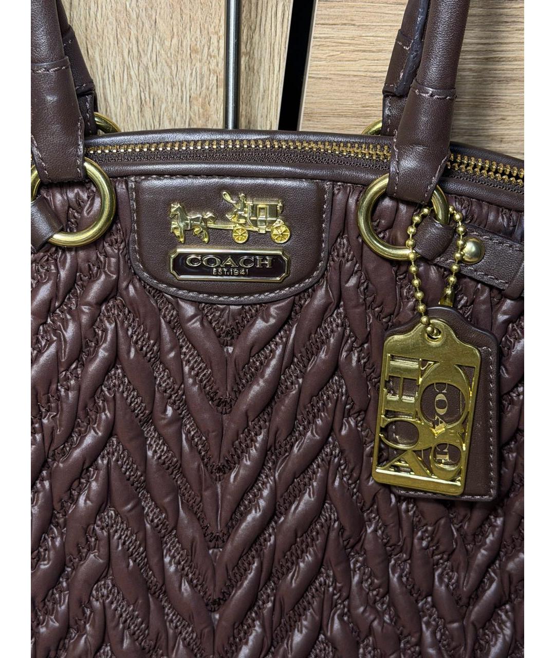 COACH Коричневая сумка с короткими ручками, фото 3