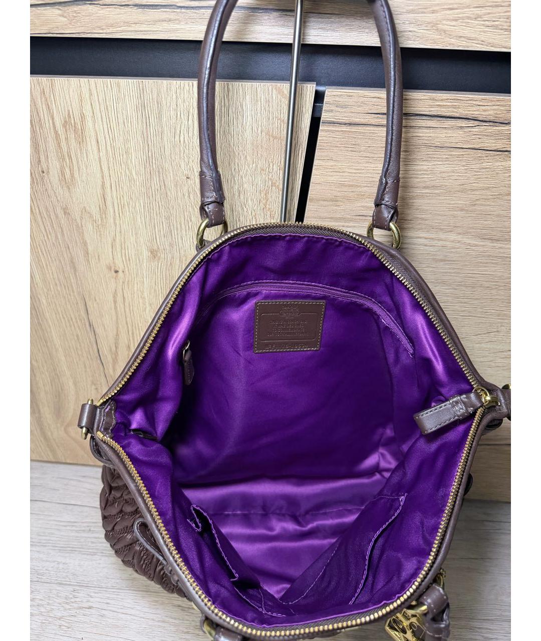 COACH Коричневая сумка с короткими ручками, фото 7