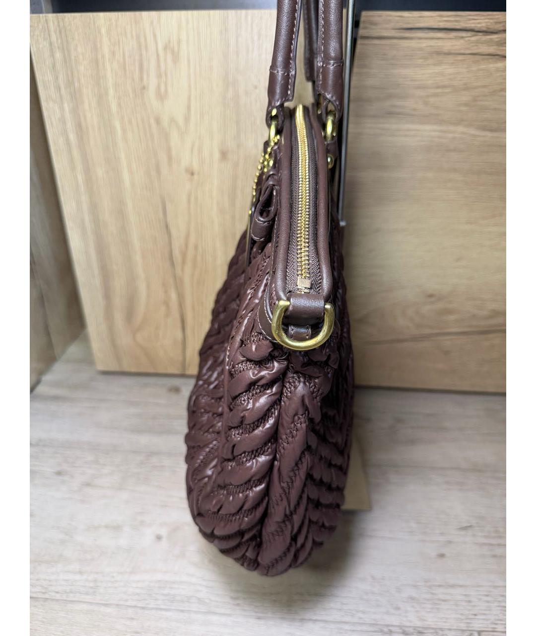 COACH Коричневая сумка с короткими ручками, фото 5