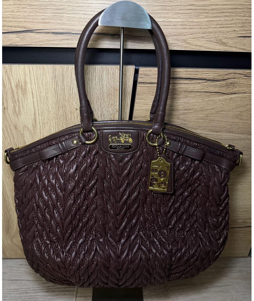 COACH Коричневая сумка с короткими ручками, фото 9