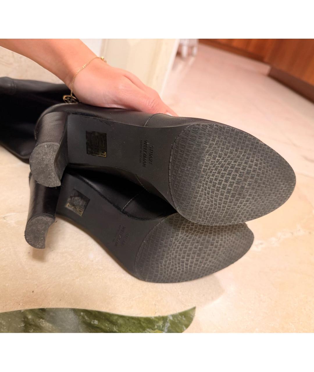 STUART WEITZMAN Черные кожаные ботфорты, фото 4