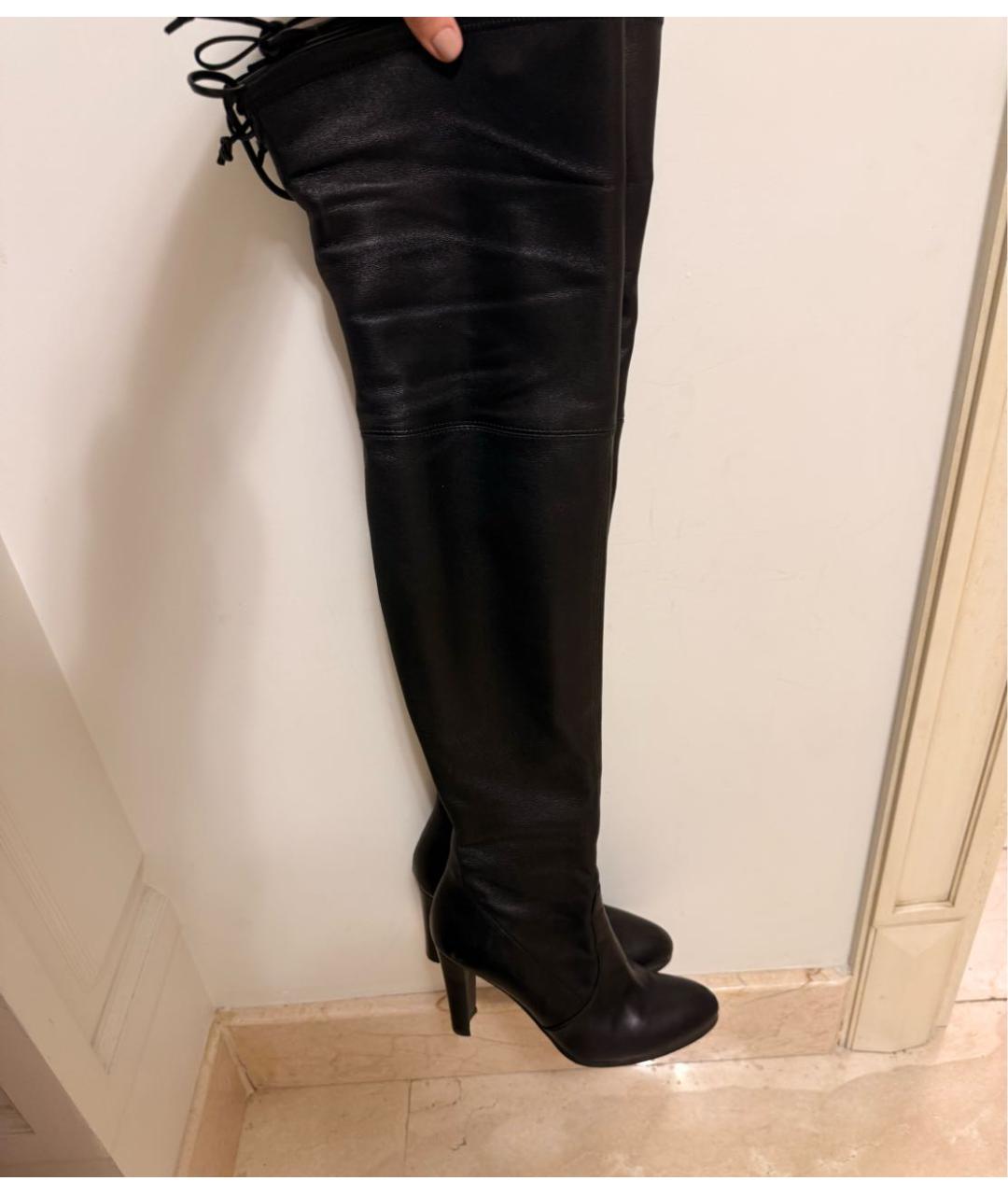 STUART WEITZMAN Черные кожаные ботфорты, фото 9