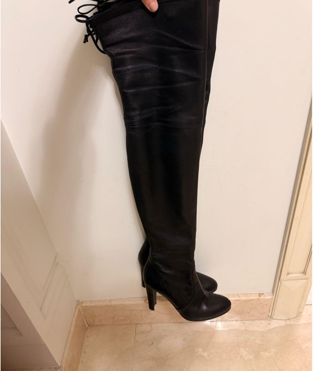 STUART WEITZMAN Черные кожаные ботфорты, фото 3