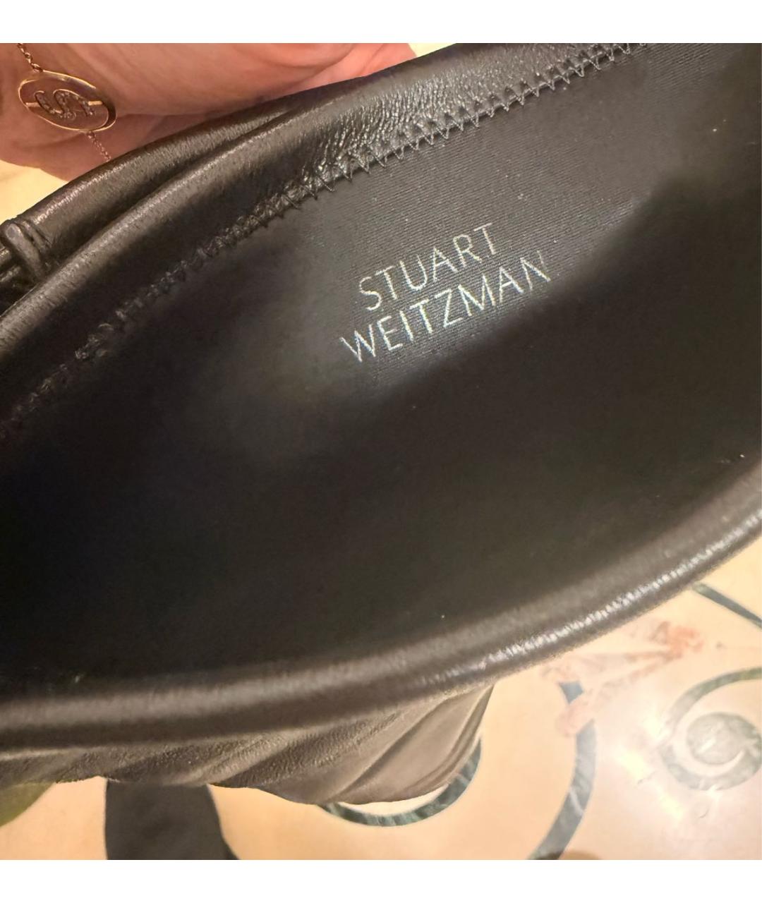 STUART WEITZMAN Черные кожаные ботфорты, фото 6