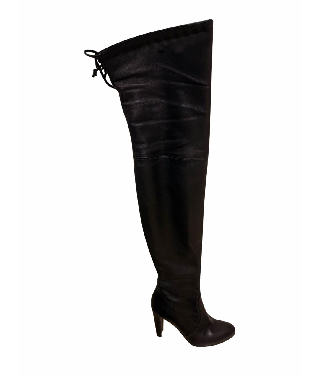 STUART WEITZMAN Черные кожаные ботфорты, фото 1