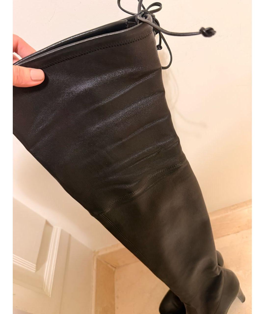 STUART WEITZMAN Черные кожаные ботфорты, фото 8