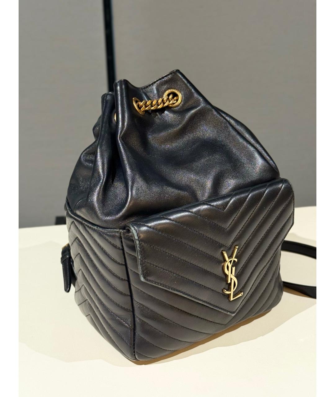 SAINT LAURENT Черный кожаный рюкзак, фото 4