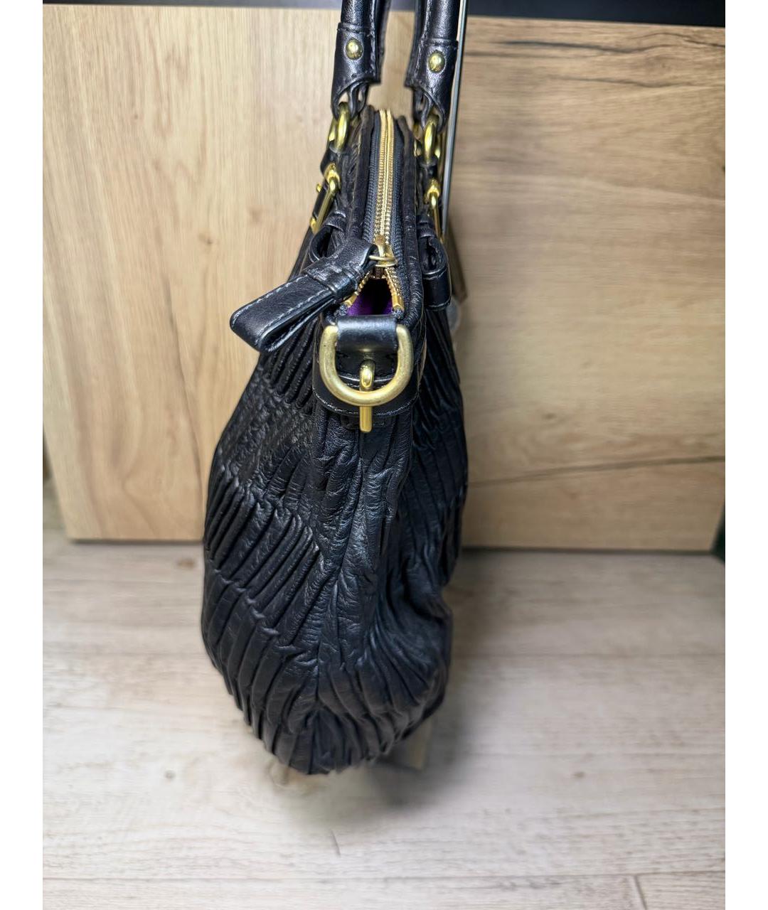 COACH Черная кожаная сумка с короткими ручками, фото 5