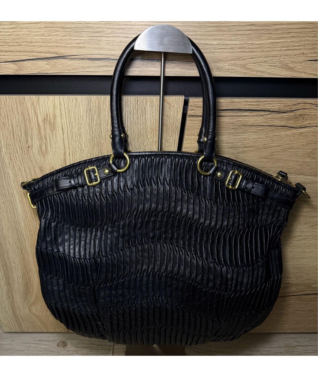 COACH Черная кожаная сумка с короткими ручками, фото 2