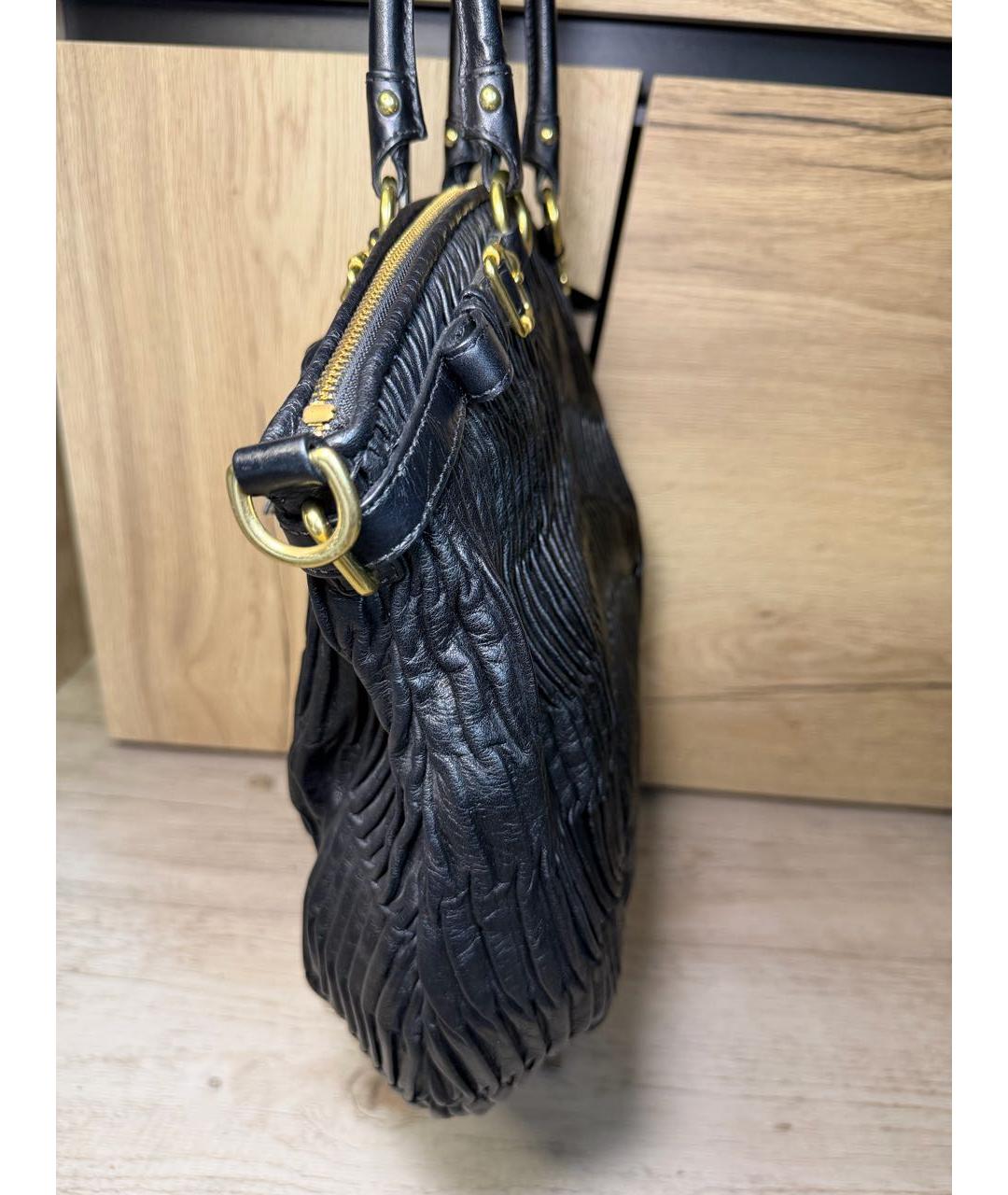 COACH Черная кожаная сумка с короткими ручками, фото 4