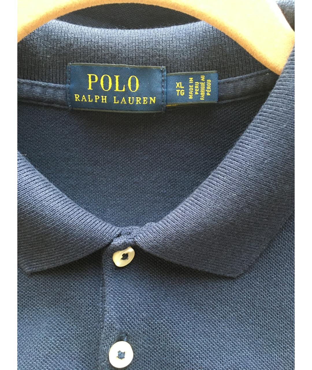 POLO RALPH LAUREN Темно-синяя хлопковая футболка, фото 3