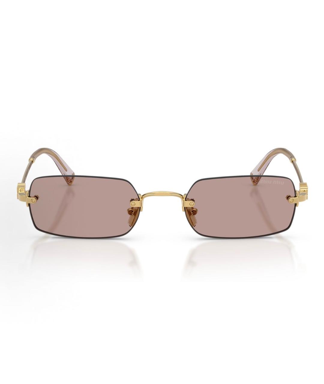 MIU MIU Золотые металлические солнцезащитные очки, фото 2