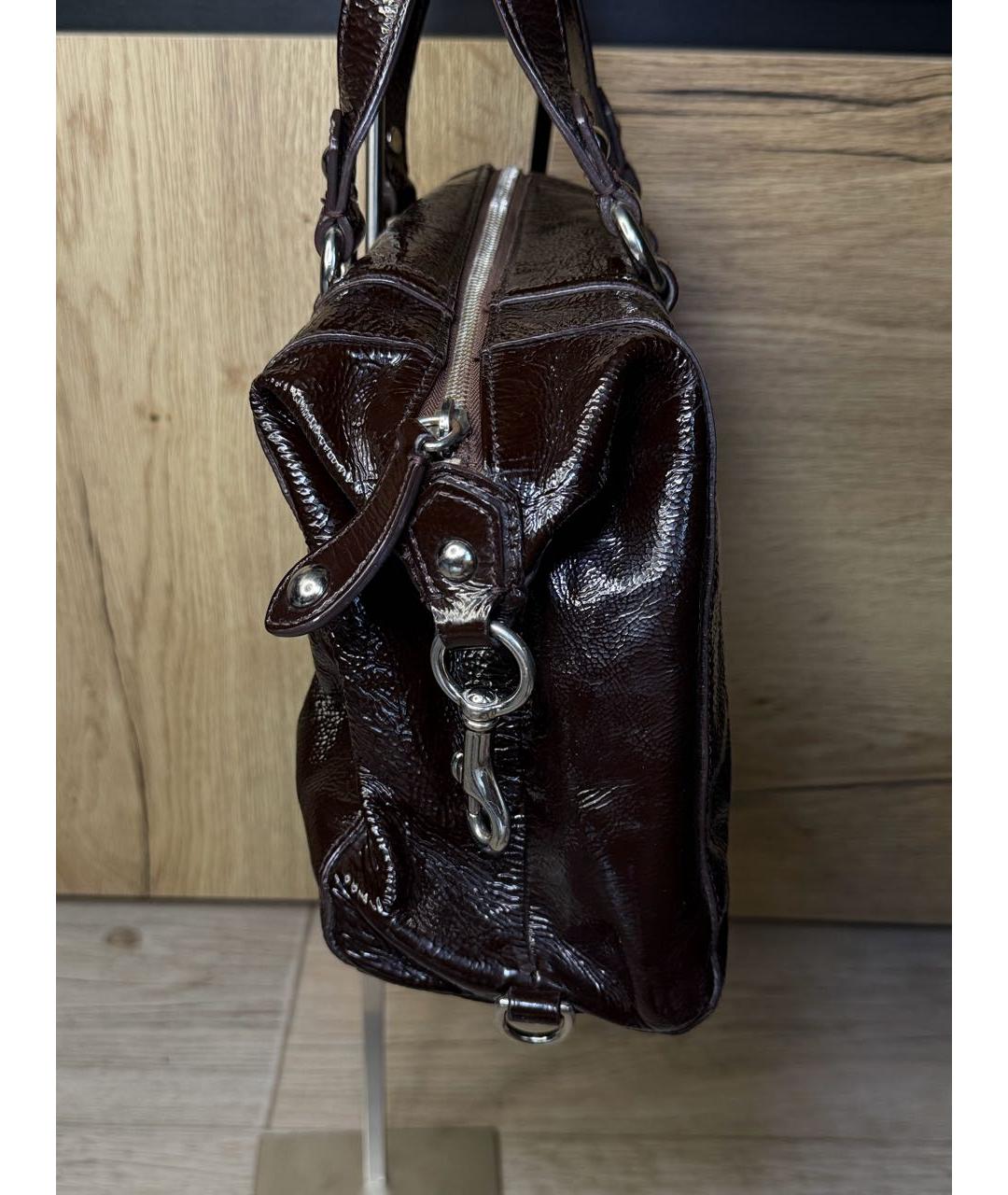 COACH Коричневая кожаная сумка с короткими ручками, фото 4