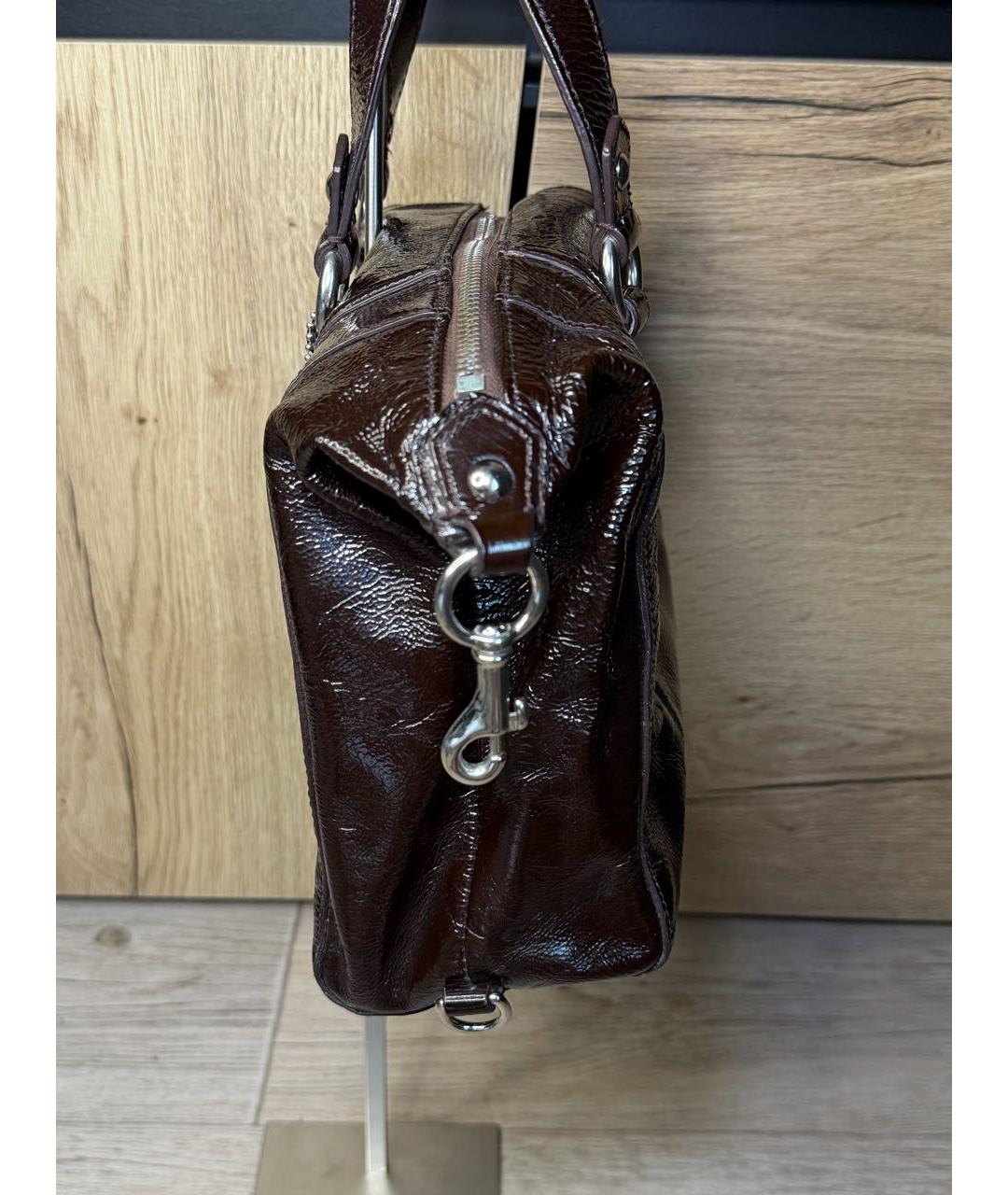 COACH Коричневая кожаная сумка с короткими ручками, фото 3