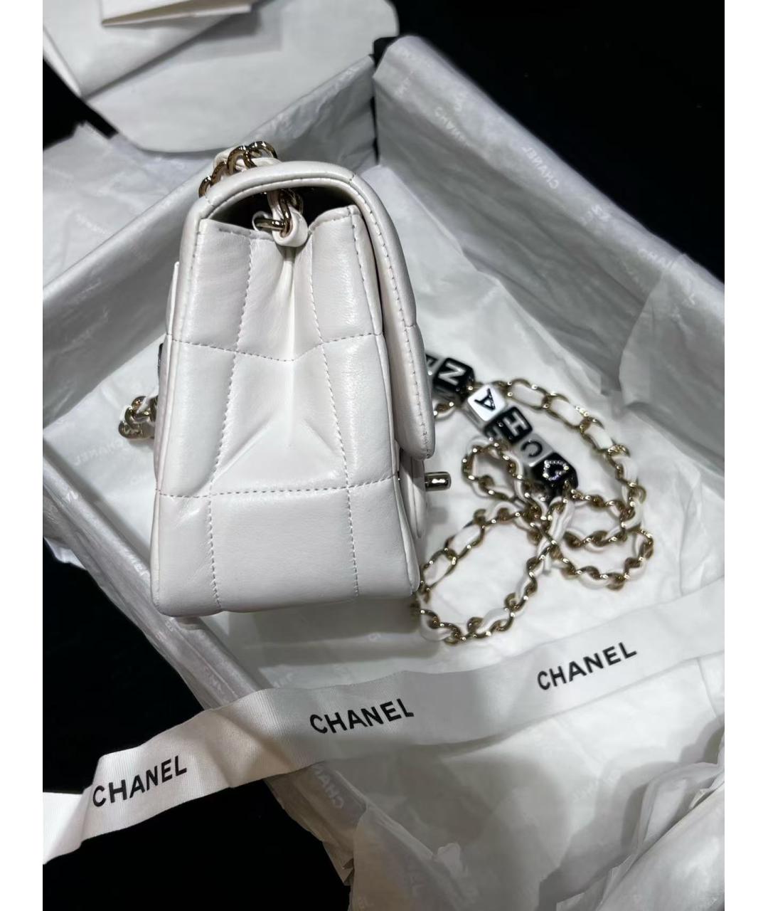 CHANEL Белая кожаная сумка через плечо, фото 3