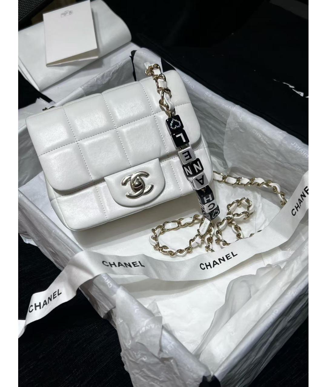 CHANEL Белая кожаная сумка через плечо, фото 2