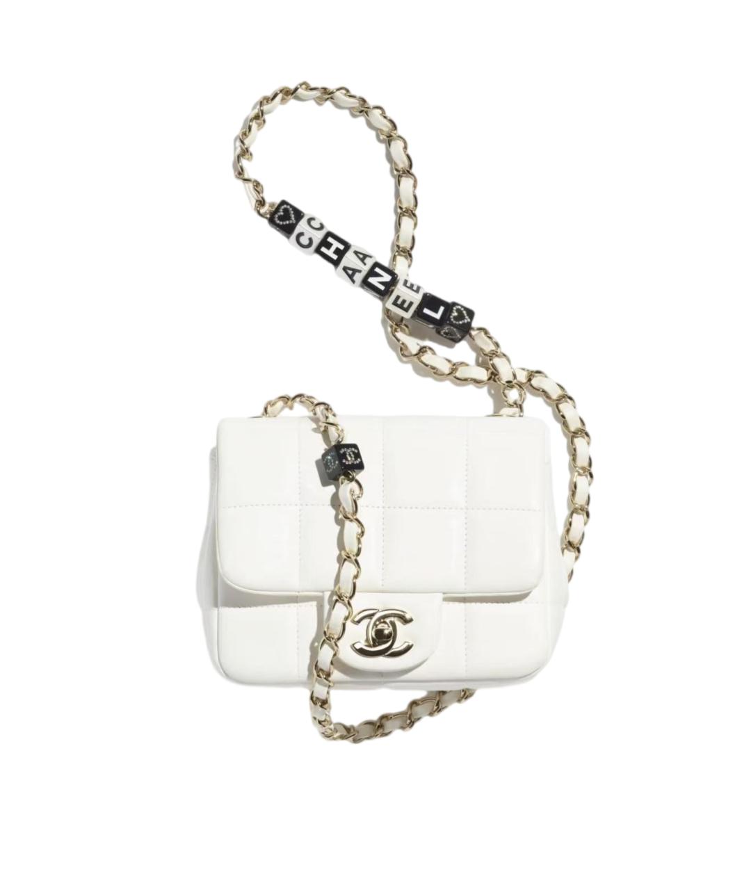 CHANEL Белая кожаная сумка через плечо, фото 6