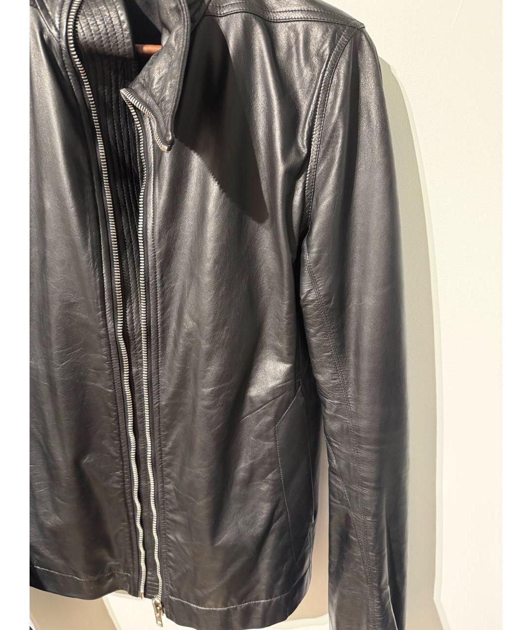 RICK OWENS Черная кожаная куртка, фото 4