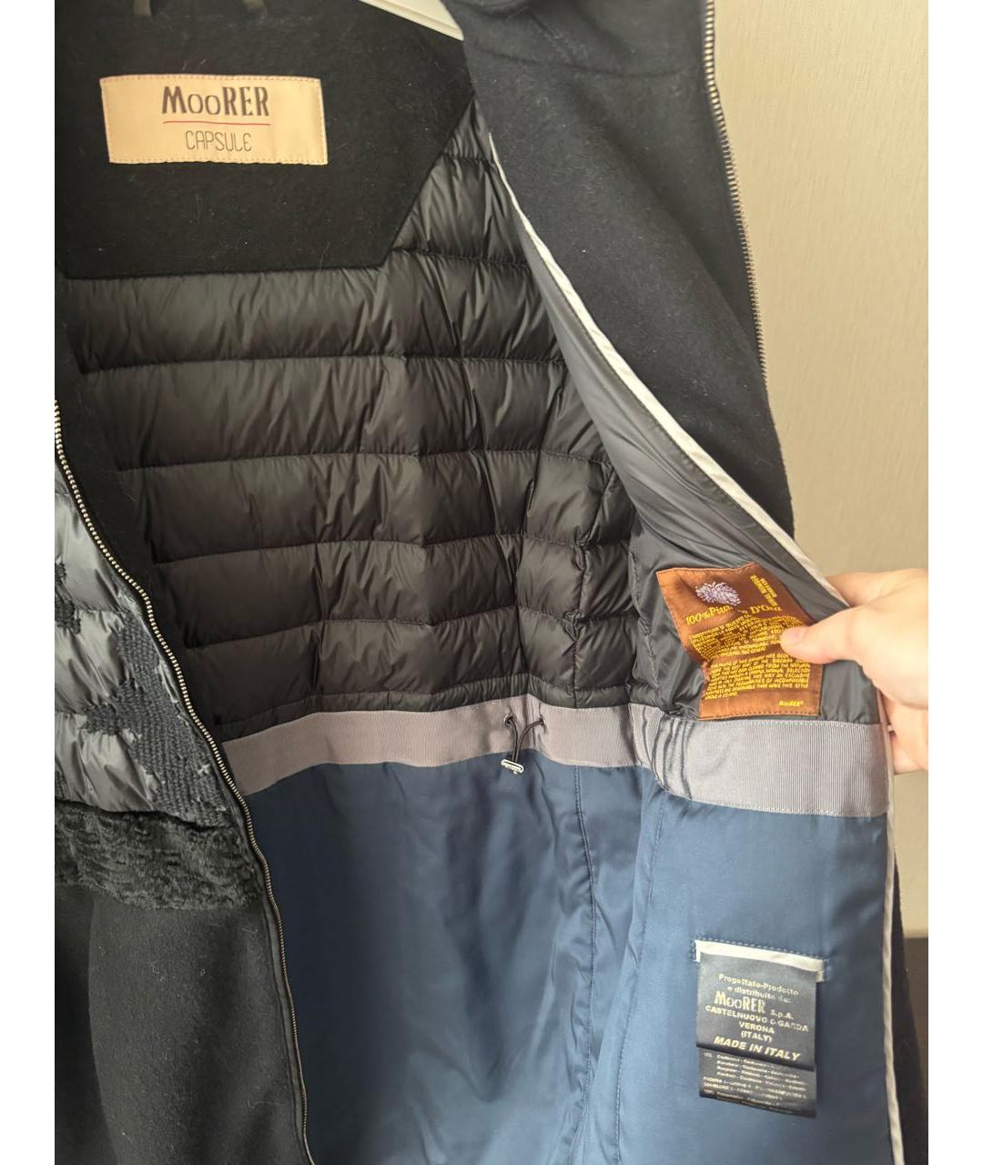 MOORER Черное шерстяное пальто, фото 4
