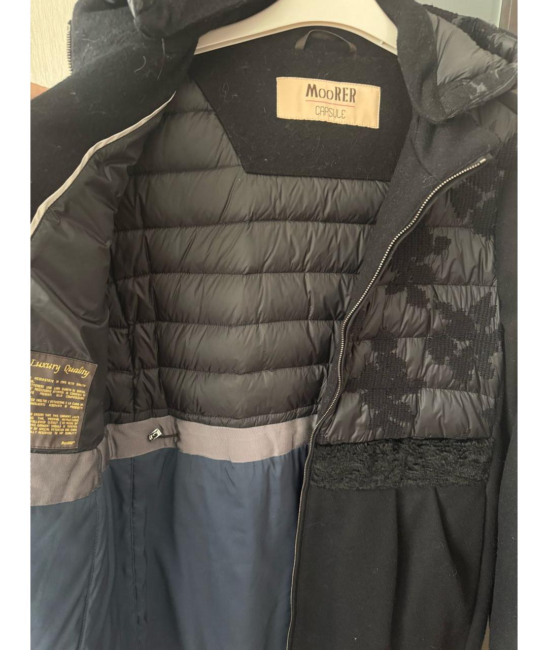 MOORER Черное шерстяное пальто, фото 3