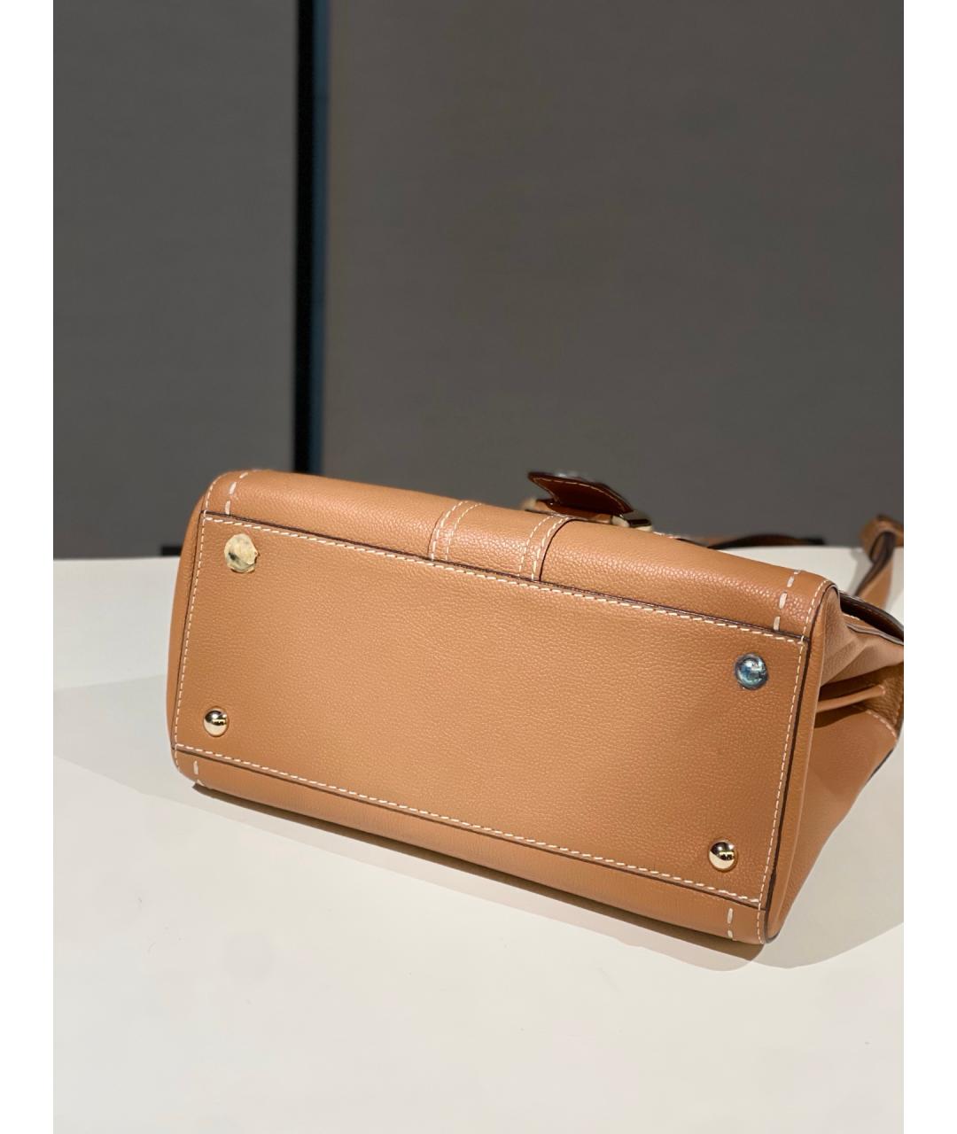 DELVAUX Хаки кожаная сумка с короткими ручками, фото 5