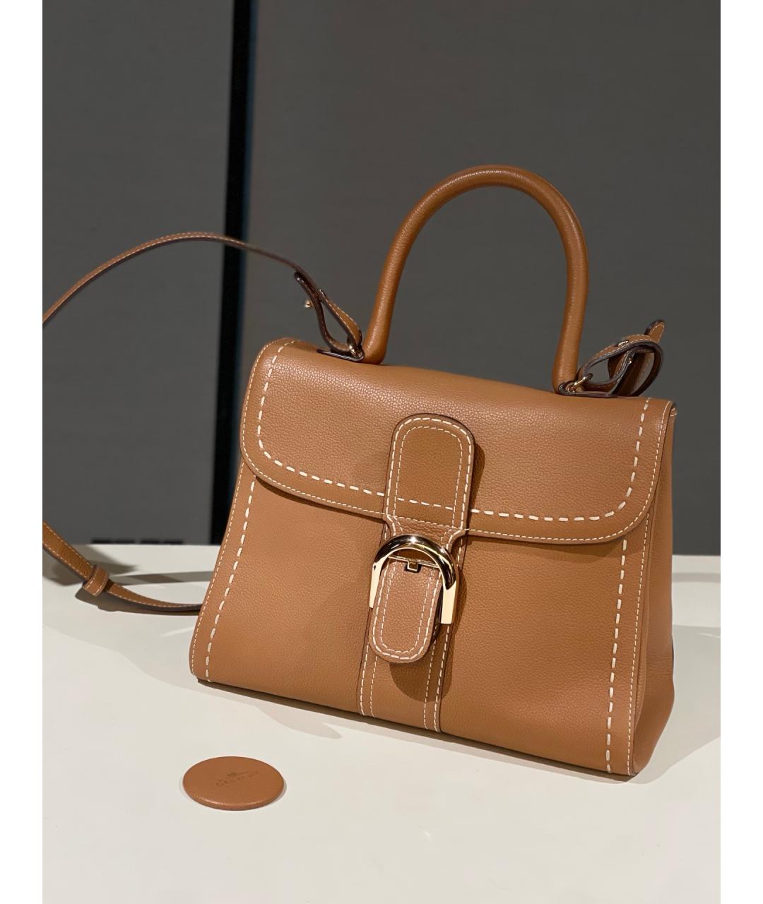 DELVAUX Хаки кожаная сумка с короткими ручками, фото 7