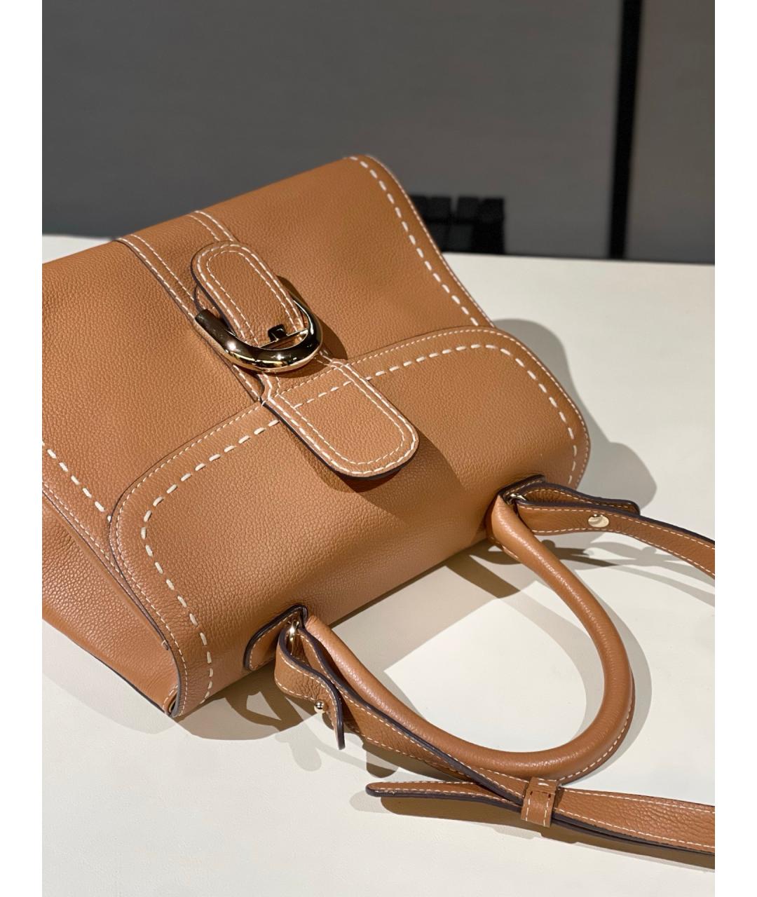 DELVAUX Хаки кожаная сумка с короткими ручками, фото 6