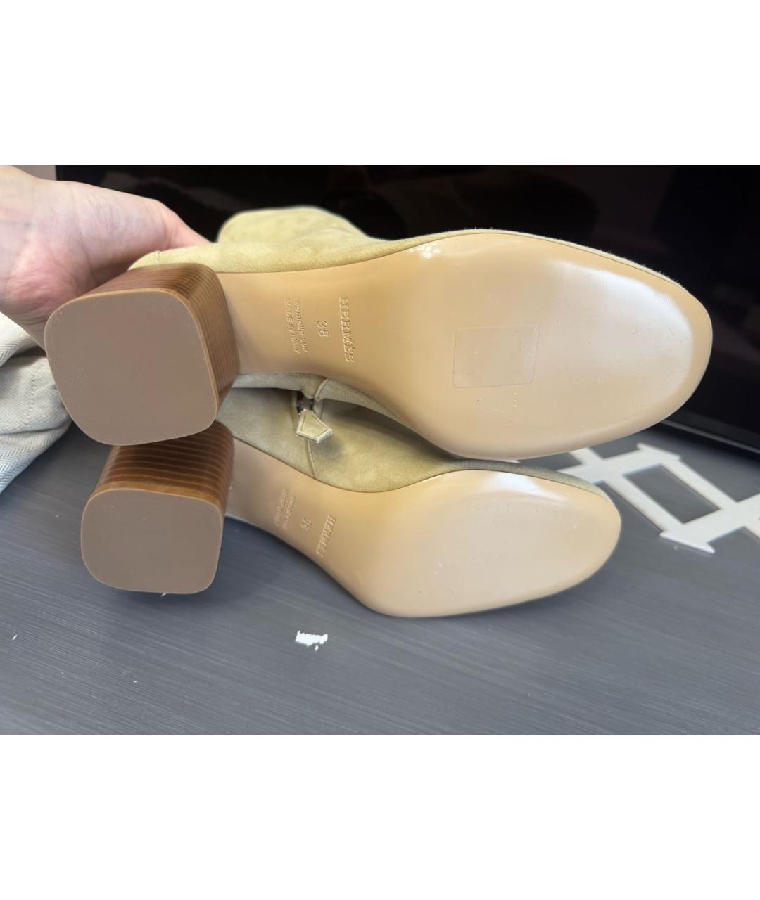 HERMES Бежевые замшевые ботильоны, фото 4