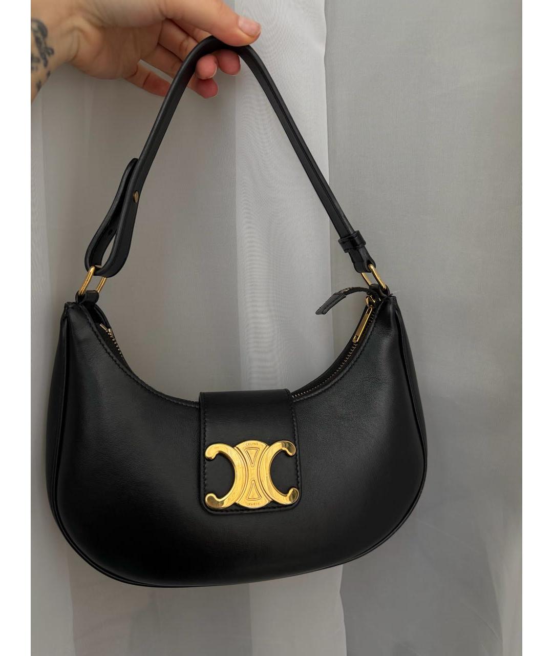 CELINE Черная кожаная сумка с короткими ручками, фото 2