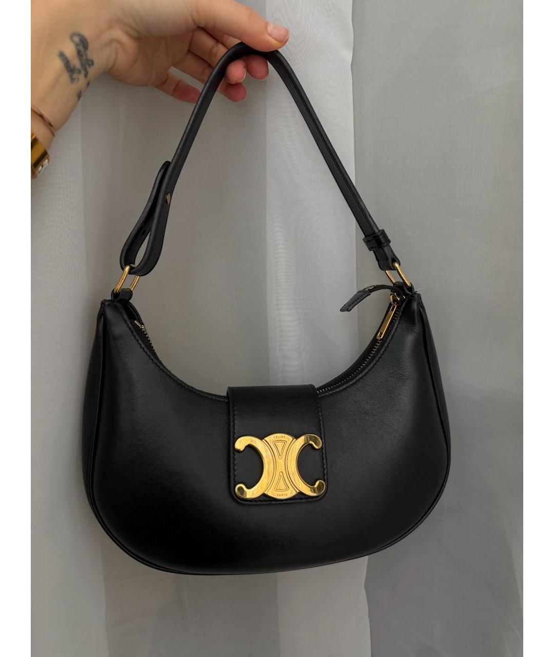 CELINE Черная кожаная сумка с короткими ручками, фото 4