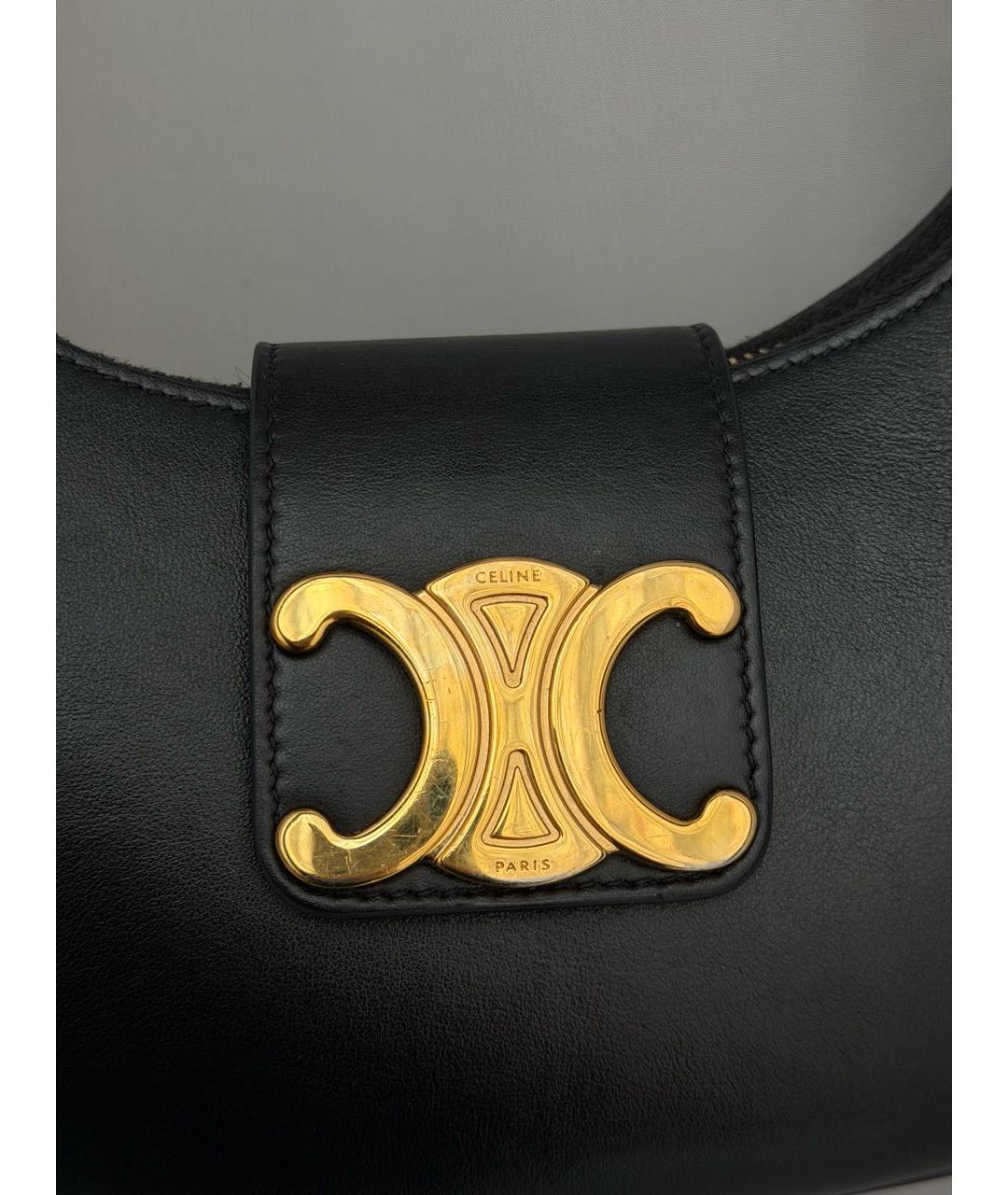 CELINE Черная кожаная сумка с короткими ручками, фото 3