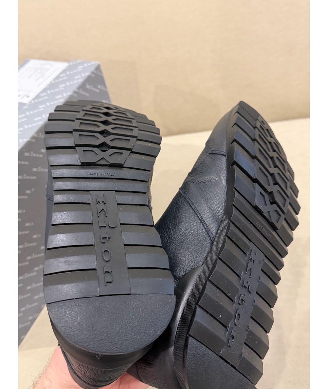 KITON Темно-синие кожаные низкие кроссовки / кеды, фото 5