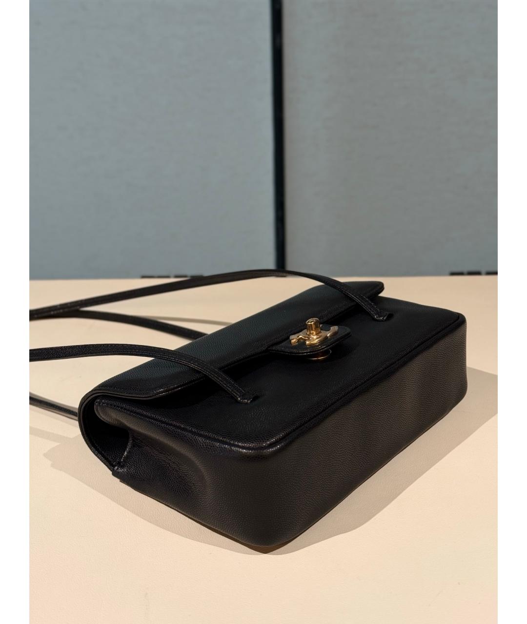 CHANEL Черная кожаная сумка с короткими ручками, фото 9