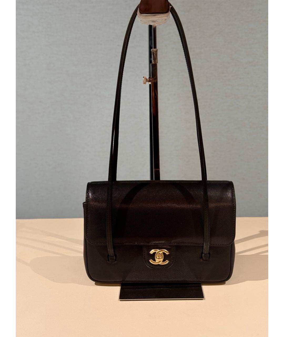 CHANEL Черная кожаная сумка с короткими ручками, фото 10