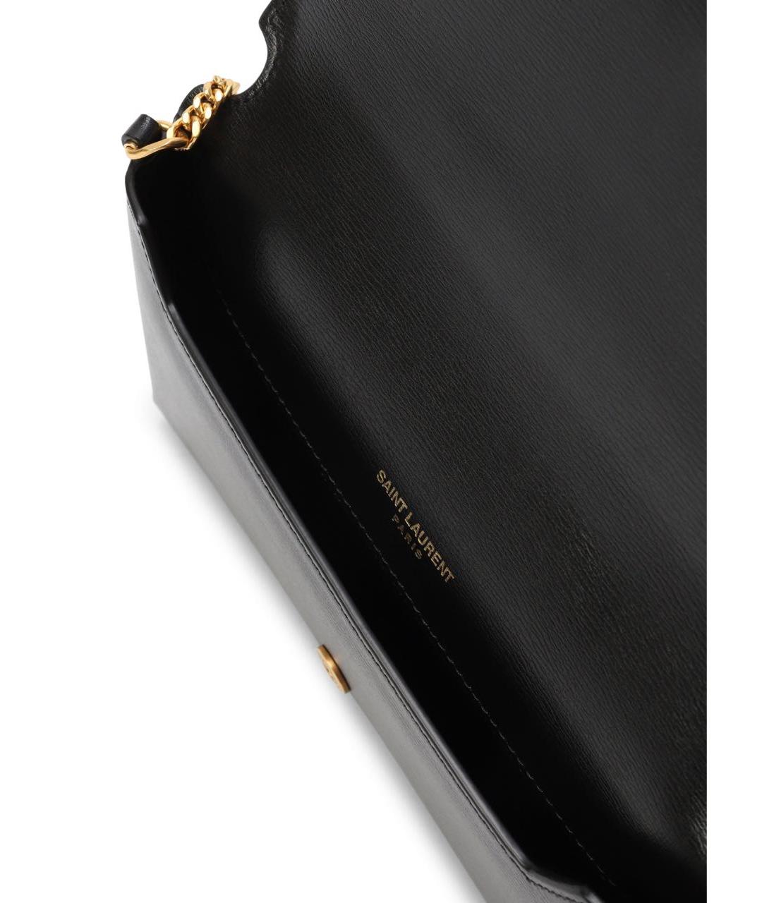 SAINT LAURENT Черная кожаная сумка через плечо, фото 5