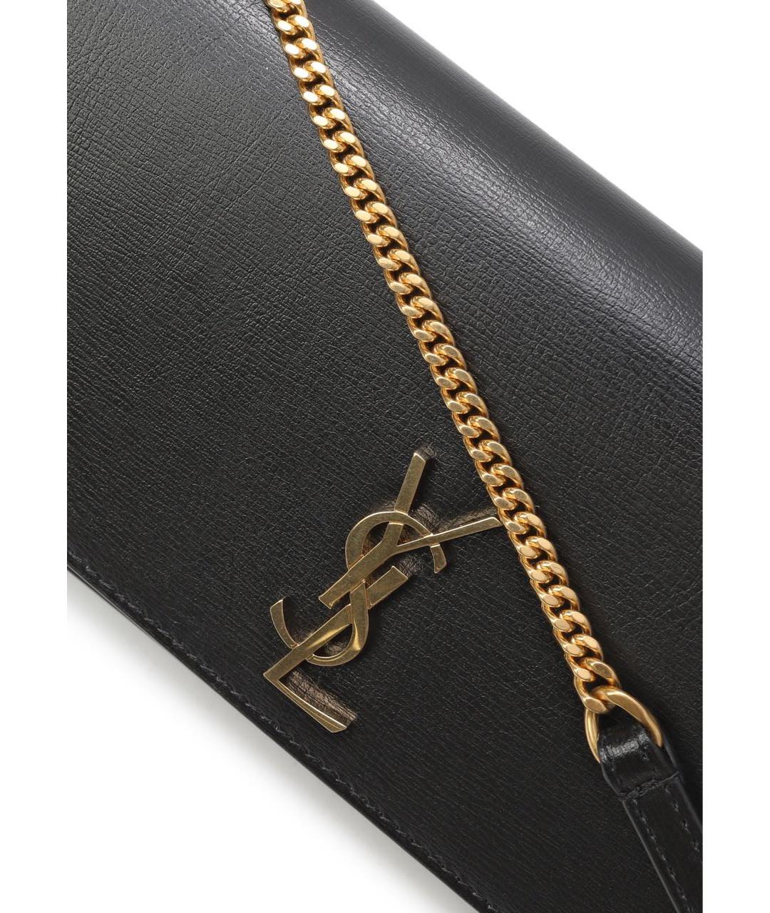 SAINT LAURENT Черная кожаная сумка через плечо, фото 3