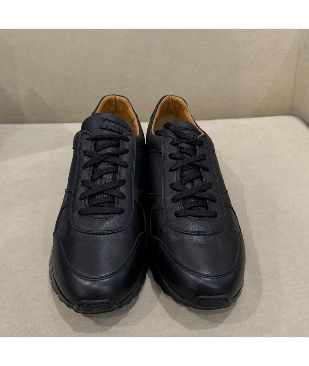 KITON Черные кожаные низкие кроссовки / кеды, фото 2