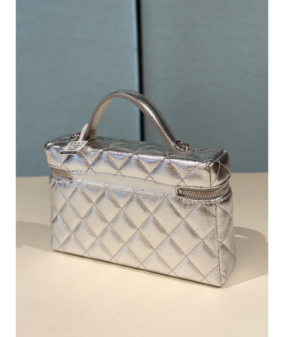 CHANEL Серебряная кожаная сумка через плечо, фото 7