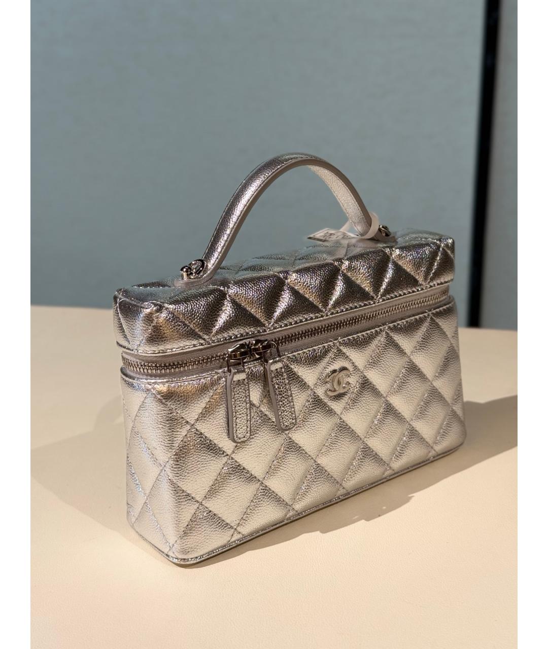 CHANEL Серебряная кожаная сумка через плечо, фото 4