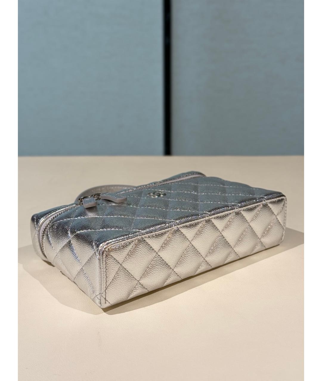 CHANEL Серебряная кожаная сумка через плечо, фото 8