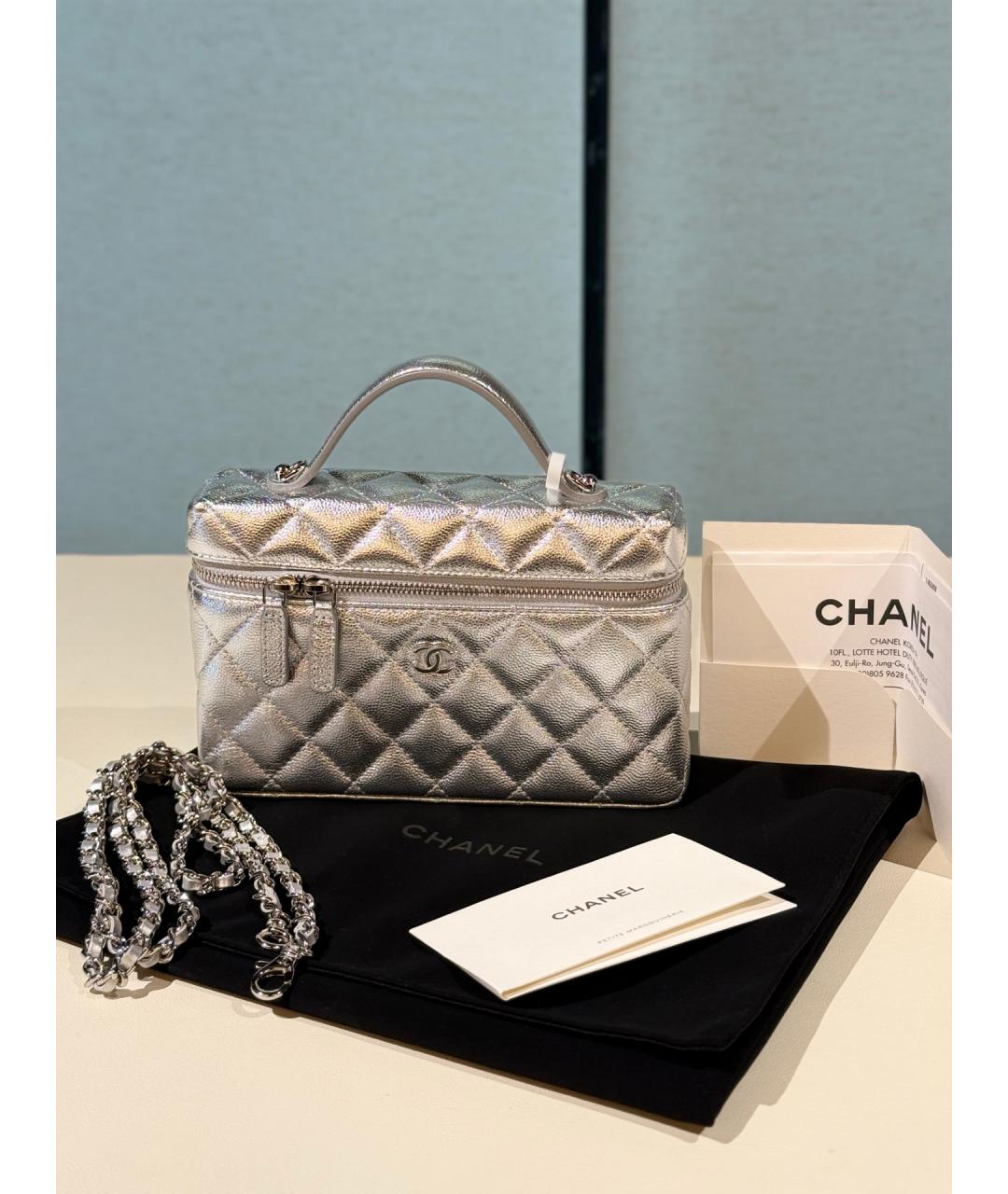 CHANEL Серебряная кожаная сумка через плечо, фото 10