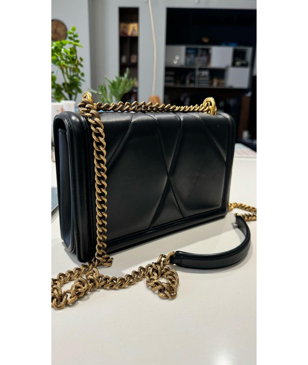 DOLCE&GABBANA Черная кожаная сумка через плечо, фото 2